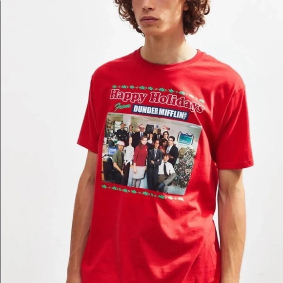 The Office Size Small Red “Happy Holidays” From the Dunder Mifflin Inc.Unisex - Picture 3 of 4